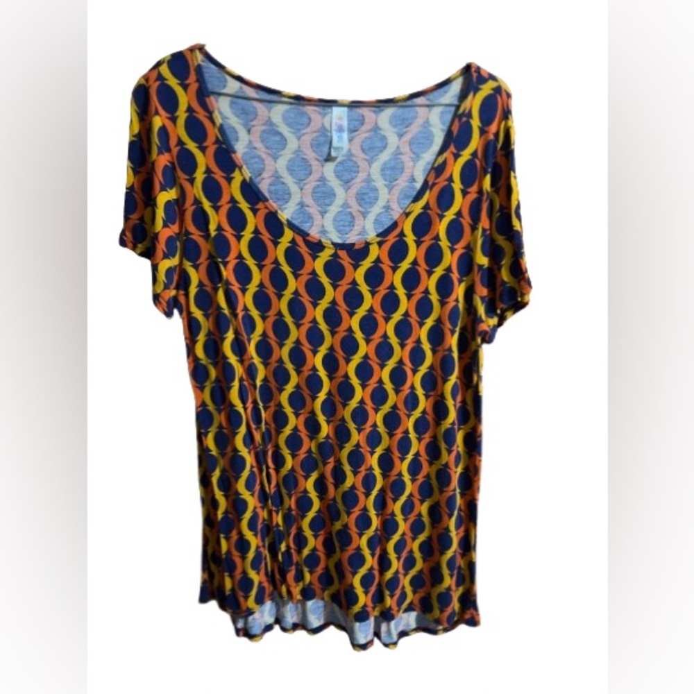 #363 LulaRoe classic T Medium blue orange yellow